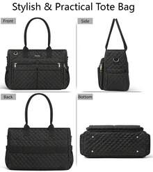  Teacher Tote Bag 15.6 Inch Laptop Bag For Women Work Bag Laptop Tote Nurse Bag Professional Computer Messenger Bag, Laptop Briefcase For Office, College, Nursing, Large Utility Tote Messenger Shoulder Bag, Best Teachers Day Gift ﻿ - 黑色 - 查看 8