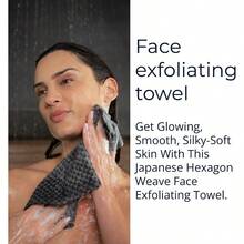 HS Exfoliating Washcloth Face Body Scrub Towel Japanese Exfoliating Towel With Hexagon Fibers Body Scrubber With 2 Sides For Scrubbing Washing Black 27cm X 35cm - 如圖 - 查看 5