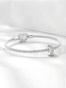 1颗925纯银闪亮钻石珠，适合女士手链、手镯DIY饰品制作及日常配饰，适合女孩佩戴 - 銀色 - 查看 2