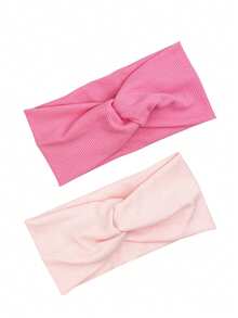 3件套女士针织发带套装，粉色调，适合派对和休闲外出，粉色配饰发带头巾发箍吸汗带，秋冬季女士度假装扮发饰，优雅围巾女士头巾柔软头巾