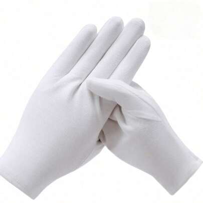 2 Pairs Of White Polyester Gloves, Suitable For Men And Women - Work/Etiquette/Gathering/Service/Inspection, Elastic