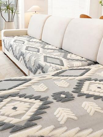 1pc Bohemian Style Diamond Quilted Plush Sofa Cushion, Country - Style Warm - Tone Sofa Cover, Anti - Slip & Pet Scratch - Resistant, All - Season Sofa Throw For Living/Dining/Bedroom/Study, Fits 1/2/3/4 - Seater & Sectional Sofas,Autumn Decor,Room Decor,Back To School,School Supplies