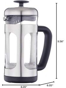 Cafetera de prensa francesa con vidrio de borosilicato, mango de agarre suave, 1000ml, negro - Pago - Ver 6