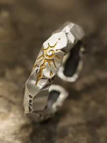 Nhẫn thiết kế ngôi sao mặt trời cổ điển, nhẫn hở độc đáo cổ điển dành cho nam - Bạc - Xem 15