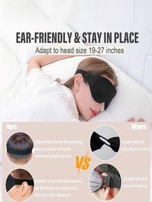 1 szt. Regulowana, zaciemniająca maska do spania 3D, miękka, oddychająca maska na oczy dla kobiet i mężczyzn, łagodzi zmęczenie oczu podczas snu, drzemki, podróży, akcesoria do okularów, poliester, na każdą porę roku