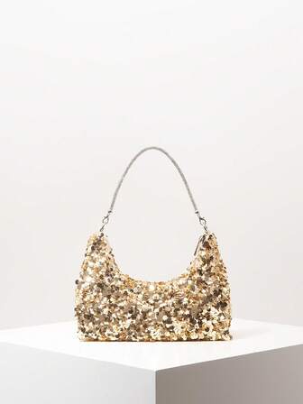 Sequin Floral Shoulder Bag, Bridal Party, Prom Bag, Prom Accessories, Premium Style Handbag, Wedding Items, Elegant Bag For Women (Pattern Random)