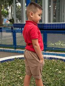 Bermuda  Masculina Marrom Neutro Infantil Moletinho - Verão 2026