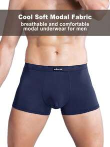 4 Pcs Wirarpa Mens Mirco Modal Trunks Soft Underwear Gents Microfibre Boxer Shorts - Rose Red/Cobalt Blue/Dark Gray/Dark Blue - View 6