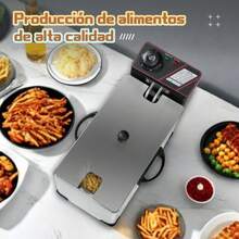 Freidora eléctrica de cesta de herramientas de acero inoxidable, pollo frito y patatas fritas mano derecha pequeño asistente, 3L capacidad puede ajustar la temperatura - Plateado - Ver 4