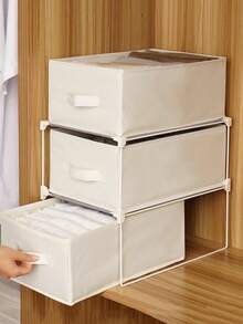 1 件 960D 牛津布衣柜整理箱，衣服整理箱，双手柄折叠储物箱，织物储物箱 - 米色 - 查看 3