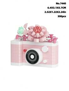 6pcs (0-5 Inches) Camera Simulation Building Block Toy Models, Made Of ABS Plastic, Cute Camera Shaped Blocks With Camera & Flower Patterns, Simple Assembly, Great DIY Gift And Home Decor Accessory - Multicolor - View 14