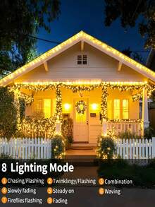 1 pieza Guirnalda de Luces Solares para Exteriores - 300/200/150/100/50 LED, Luces de Hadas Solares de Alambre de Cobre, IP65 Impermeable, 8 Modos de Iluminación, Adecuado para Jardín, Terraza, Boda, Acampada, Fiesta, Patio, Decoración de Árbol de Navidad, Navidad, Halloween, Luces de Decoración para el Día de San Valentín (Blanco Cálido/Blanco/Color/Azul/Rosa/Rojo)