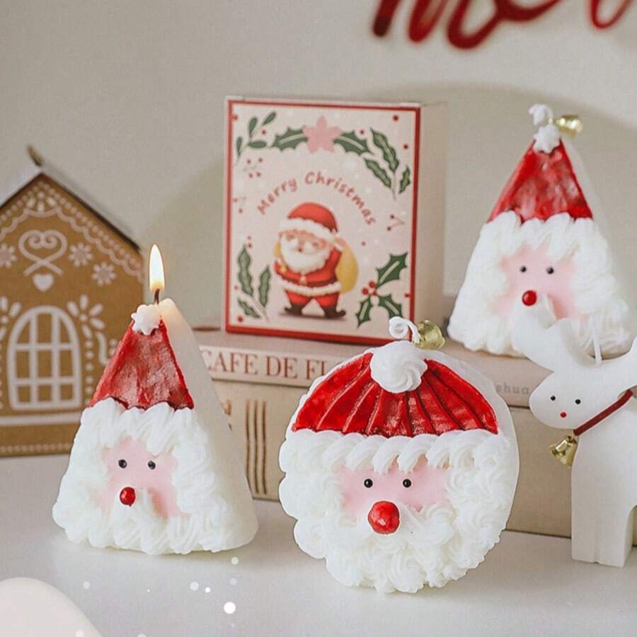1pc Santa Claus Scented Candle Candle Handmade Christmas Souvenir Cake Shape Scented Candle, Suitable For Christmas Gifts For Friends, Scented Candles