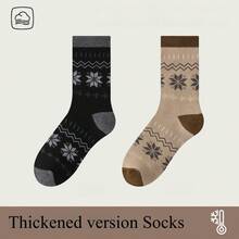 1/2/3/5双女士秋冬保暖袜。雪花图案袜子。厚袜子圣诞袜 - 彩色 - 查看 16