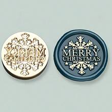 CYFUN DESIGN 1PC Merry Christmas Wax Seal Stamp Head Sealing Wax Stamp Head 25mm Vintage Replacement For Envelopes Christmas Cards Wedding Invitations For Christmas Gift Packing - Gold - View 2