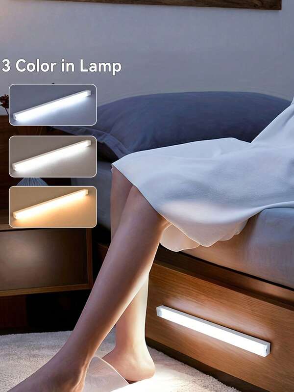 1pc, Led Motion Sensor Cabinet Light, Wireless Magnetic Usb Rechargeable, Automatic Shutdown, Detachable Light Fixture, Plastic Lampshade, Suitable For Wardrobes, Wardrobes, Kitchens, Stairs, Corridors, Shelves