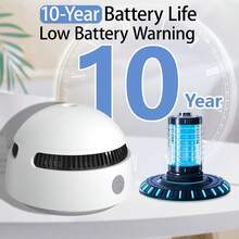 10 年传感器寿命烟雾报警器，火灾烟雾探测器，经 UL217 和 EN14604 认证，适用于家庭、学校、仓库、酒店、工厂、购物中心（不含电池） - 白色 - 查看 5