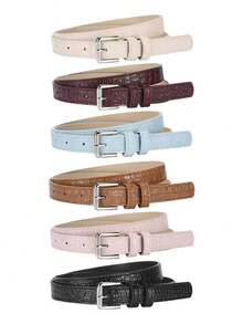 5pcs Metal U-Shape Buckle Skinny Waist Belt, Fashion PU Versatile Pin Buckle Decoration For Dress, Sweater, Coat - Five-piece Set - View 13