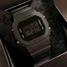 Men's Digital Watch Smaller Black Case Silicone Strap Multifunctional Sports - màu đen - Xem 2