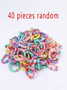 40pcs/Set Baby Girls' Cartoon Animal, Rainbow, Cloud, Bow, Flower, Watermelon Cute Princess Small Elastic Hair Ties, Hair Accessories, Suitable For Daily Use And Christmas Decoration