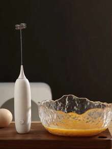 1pc Minimalist Detachable Battery-Powered Milk Frother - Black & White Portable & Easy-To-Clean Coffee/Latte Maker - Multicolor - View 4