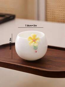 1 件手工陶瓷花纹理茶杯，日常使用茶杯，下午茶杯，单人聚会杯