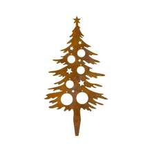 1 pieza Estaca de árbol de Navidad de metal vintage oxidado - Decoración navideña resistente a la intemperie para exteriores, con diseño de estrella y adorno, perfecta para patio, césped, porche o cerca, decoración del hogar y jardín para Navidad