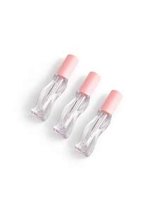 1pc 2.5ml Small Capacity Transparent Wavy Asymmetrical Shaped Lip Gloss Tube, Pink Asymmetric Lip Tint Bottle, Cosmetic Lip Mud Sample Packaging Tube, Wavy Transparent Wand Lip Oil Bottle, Small Capacity Plastic Lip Gloss Bottle, Cosmetic Empty Tube Packaging