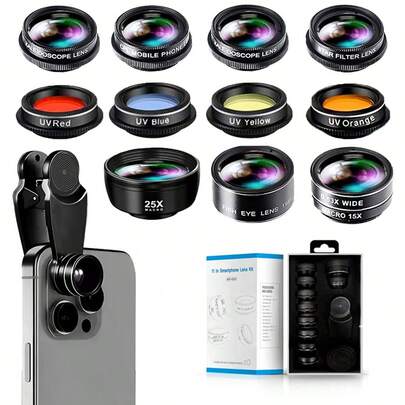 11-In-1 High Definition Multi-Function Smartphone Lens Kit - Macro, Wide Angle, Fisheye, CPL/Starburst/Filters Smartphone Lens - Creative Smartphone Photography Accessories For Most Smartphones