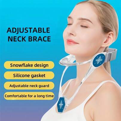 Adjustable Ergonomic Neck Brace With Lightweight Air Support - Adjustable Blue & Pink Ergonomic Collar Support For Desk, Office, And Home Use - Promotes Good Posture And Reduces Neck Strain, Neck Brace, Desk Ergonomics, Stylish Accessory, Durable Construction Adjustable Ergonomic Neck Brace With Lightweight Air Support