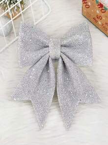 2pcs Christmas Bow Gold Glitter Bow Christmas Tree Hanging Ornaments, Home Christmas Decor - Multicolor - View 5