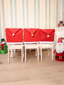 Juego de 6 fundas para sillas de Navidad con diseño festivo, incluyendo fundas de tela no tejida con estampado de sombrero de Navidad. Adecuado para diversos entornos como comedores, dormitorios, cocinas y áreas al aire libre, - Multicolor - Ver 4