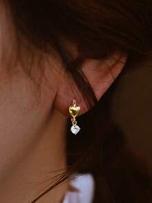 1PC S925 Sterling Silver Exquisite Love Pure Silver Earrings Buckles Ear Loops, Ear Buckles Earrings For Women And Girls Valentine's Day Gift For Bestie Women Girls Daily Dressing Up Gift For Mom, Sisters, Girlfriend, Valentine's Day Gift