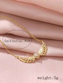 1 pieza Elegante collar con colgante de alas de ángel con corazón de cobre y circonita micro-incrustada, joyería lujosa y de moda para mujeres