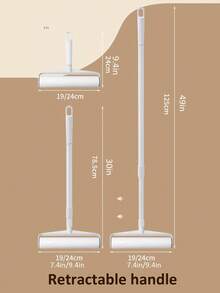 带纸芯的超粘粘毛滚筒 - 9.45 英寸和 7.48 英寸对角撕扯设计，适用于地板、地毯、沙发和床上的宠物毛发/灰尘（符合人体工程学的长手柄、内置挂钩、防弯曲清洁工具、多表面织物剃须刀）