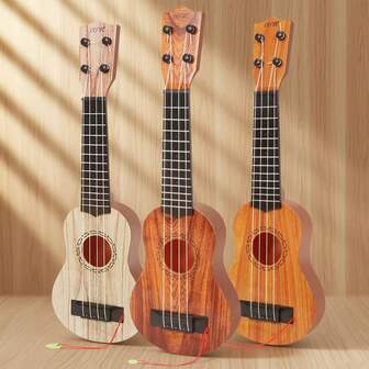 Niños, Ukelele, Patrón de grano de madera, Guitarra, Instrumento de juguete, Educación temprana, Juguetes musicales