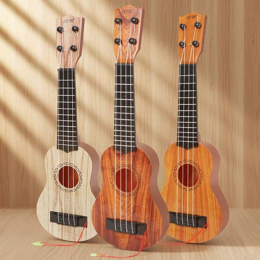 Children, Ukulele, Wood Grain Pattern, Guitar, Toy Instrument, Early Education Enlightenment, Music Toys - Multicolor - View 1