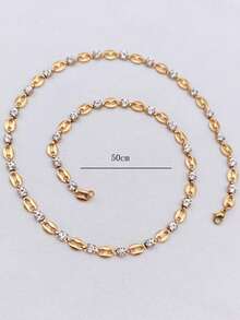 1pc Stainless Steel Coffee Bean & Zirconia Stone Necklace, Elegant Personalized Women Clavicle Chain - 50cm Golden Coffee Bean Necklace - View 6