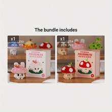 一套 300+ 颗粒积木玩具，可爱的蘑菇系列桌面装饰，坚固的 ABS 材质，红色/白色/绿色/粉色，非常适合节日礼物、万圣节礼物和家居装饰 - 彩色 - 查看 12