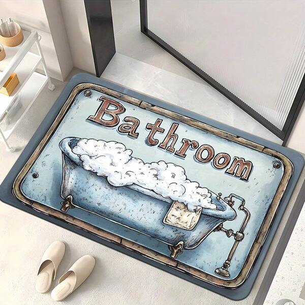 1 pièce Tapis de bain en silicone motif baignoire - Haute absorbance, séchage rapide, antidérapant, tapis de bain doux, tapis de chambre, décoration de pièce, adhérence forte, facile à nettoyer