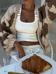 Women's New Long-Sleeve Loose Knit Cardigan For Spring  Autumn - Also Suitable For Winter  Fall Wear - Chocolate Brown - View 1