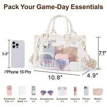 Clear Tote Bags For Women 11x5x7 - Clear Bag For Stadium Events With Inner Bag, Perfect For Sport Events Concert Work - 米色007AAB - 查看 3