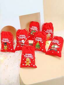 Bolsa de regalo de Navidad, Bolsa con cordón de Navidad, Bolsa para joyas, Bolsa de almacenamiento de dulces, Bolsa de transporte de juguetes, Bolsa de frutas, Papá Noel, Bolsa de regalo con árbol de Navidad, Bolsa de maquillaje, Bolsa de almacenamiento conveniente