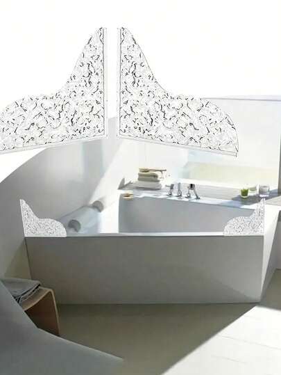 2 Pieces Acrylic Splash Guard Set - Versatile Design Effectively Prevents Water Splashing From Bathtubs, Shower Enclosures And Sinks; Essential For Baby Bath Time.