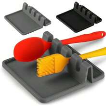 Étagère de rangement de cuisine en silicone 4 panneaux, support de vaisselle en silicone avec tapis d'égouttage, support de cuillère résistant à la chaleur