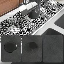 1pc Retro Pattern Texture Non-Slip Silicone Faucet Stain-Resistant Washable Drainage Pad, Patterned Floor, Kitchen Drainage Pad, Suitable For All Kinds Of Faucets In Bathroom And Kitchen. - Multicolor - View 8