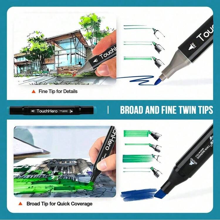 48/60/80/168/   1 Colors Art Markers Alcohol Markers Professional Art Pen Dual Tips Permanent Marker For Adults & Kids,Alcohol Based Sketch Markers For Painting Set, School Supplies Back To School - 48 pcs Art Markers set - 查看 9