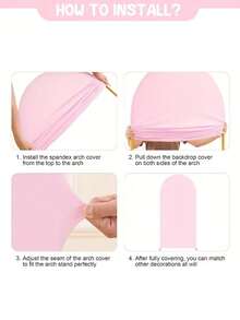 Arche de fond, 1,5 m, 1,8 m, 2 m, 2,2 m Housse d'arche de mariage à 2 côtés en tissu élastique. Tissu d'arche de dôme pour décoration de stand de mariage - Rose (support non inclus, seul le tissu de fond)