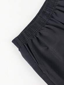 2件套 青少年男童舒适百搭简约侧条纹直筒运动裤 - 黑色 - 查看 5