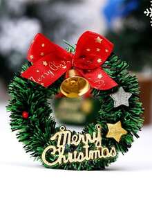 30 Pcs Mini Christmas Wreaths With Red Bows And Golden Bells - Plastic Festive Artificial Craft Tree Ornaments(1/10/20/30pcs) - Multicolor - View 5